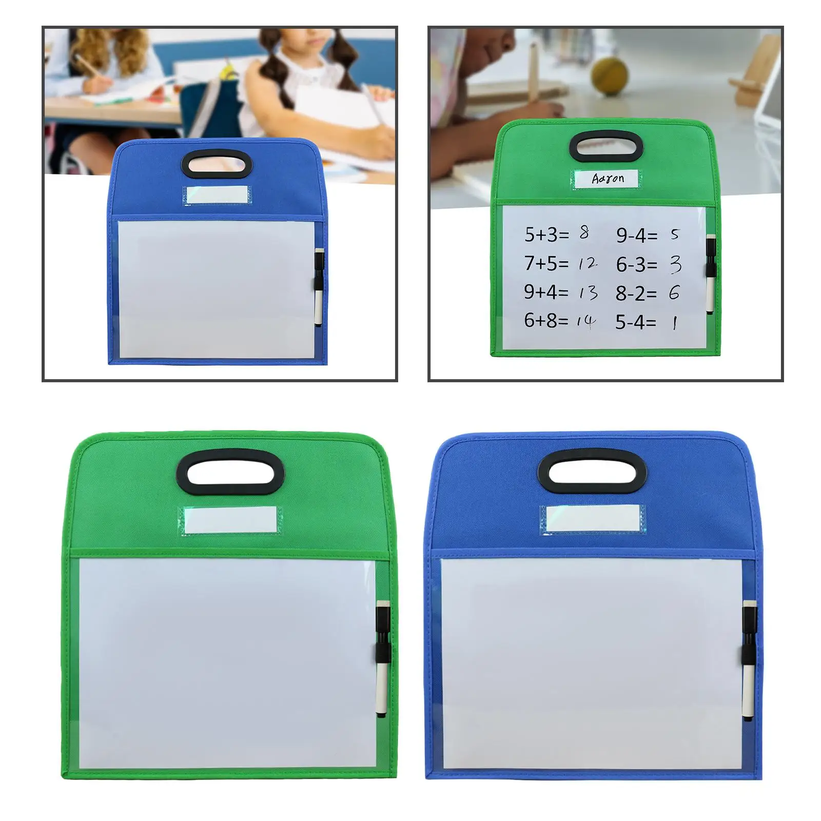 Dry Erase Pockets Reusable Transparent with Marker Holder Dry Erase Sleeves for Drawing School Group Activity Daycare Teacher