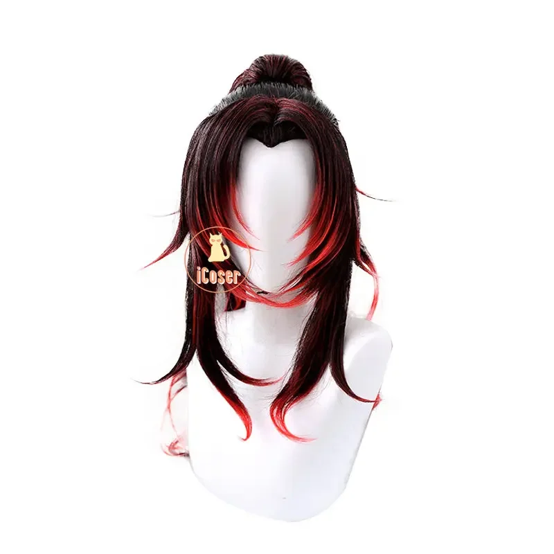 Anime Demon Slayer Kokushibo Cosplay Wig Upper Rank One Stickers Michikatsu Tsugikuni Kimetsu No Yaiba Swordsmith Village Arc