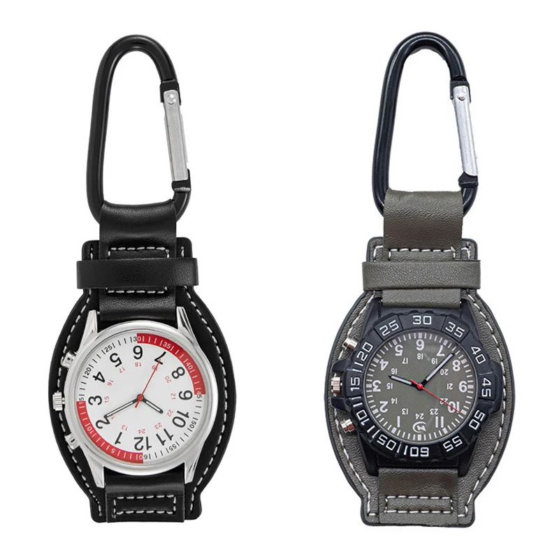 

Military Green Carabiner Hanging Watch Backpack Sports Fob Watches For Doctors Nurse Paramedics Hiking Climbing Mountaineering