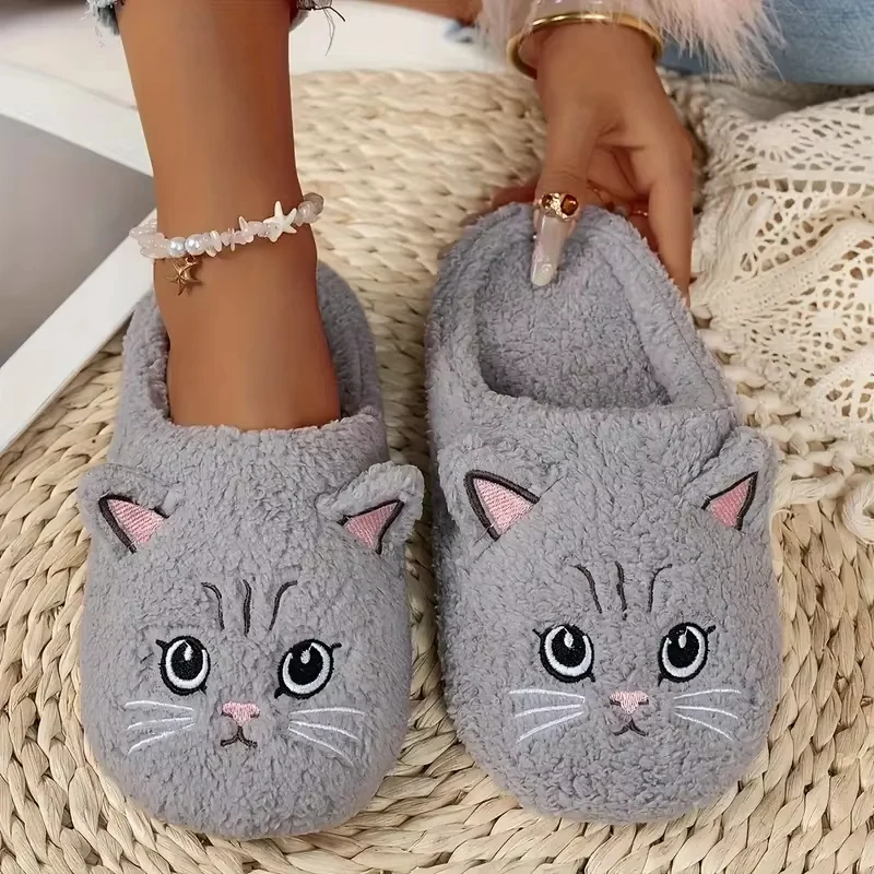 

New ultra light cuddly cat slippers home wear women men indoor room shoes 45 autumn furry mules slipper woman warm kitty slipper