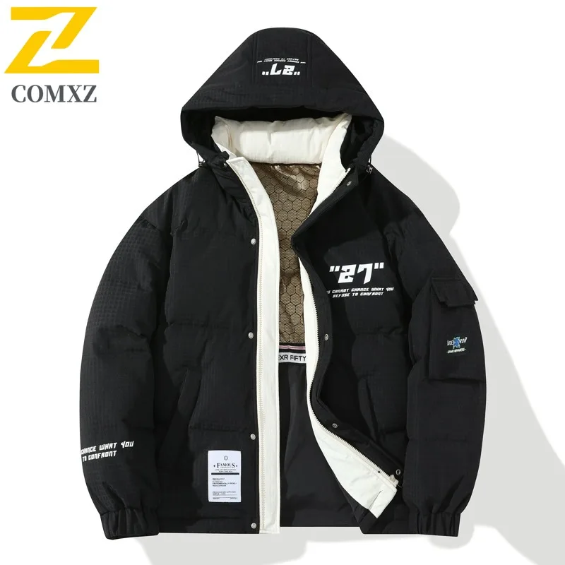 COMXZ Men Parker Coat Graphene Heat Storage Outdoor Solid Ski Windproof Hiking Puffer Jacket High Quality Snow Winter Jackets