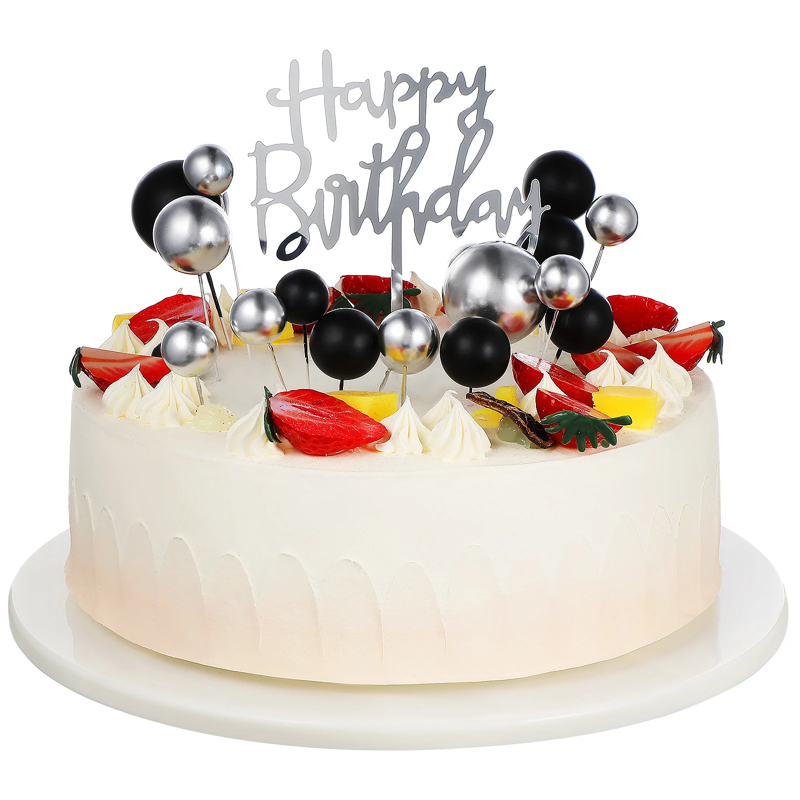 

1Set Cake Topper Decorations Ball Elegant Insert for Birthday Wedding Shower Celebration Happy Birthday Cake Toppers Gold