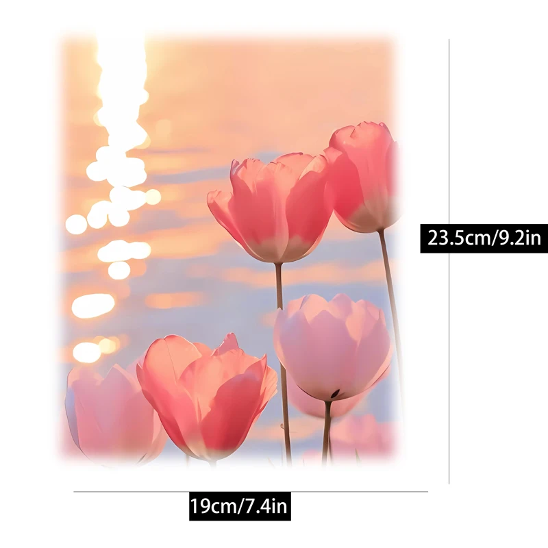 3 types Pink flowers by the seaside DTF Thermo Sticker Decals Heat Transfer Clothes Clothing Crafts Ironing Diy Accessory