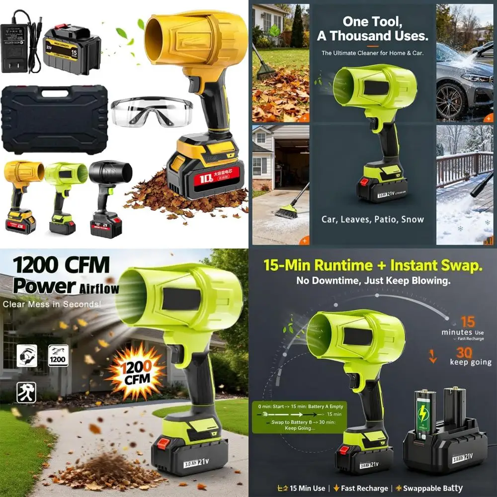 

Cordless Leaf Blower Handheld with Battery and Charger, 200 Mph Airflow/3.0 Ah Rechargeable Battery/40 Minutes Runtime/1000g Blo