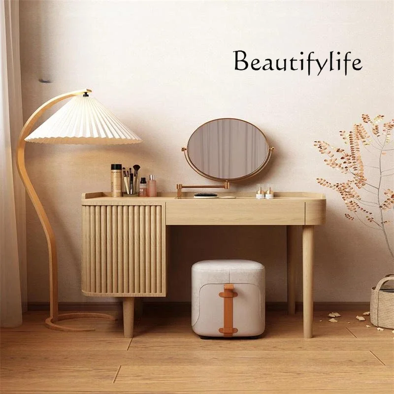 

YY Wood Storage Vanity Tables Mirror Girls Nordic Compact Unique Makeup Dressers Corner Organizer Coiffeuse De Chambre Furniture