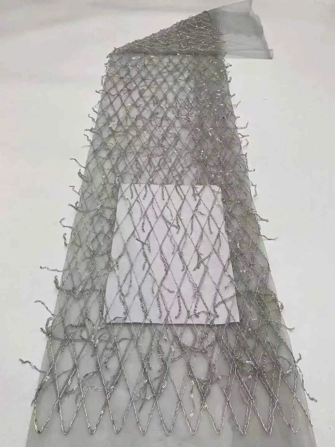 African Beaded Lace Tulle Fabric Heavy Handmade Swiss Sequin Fabric Nigerian Wedding Prom Dress Sew High Quality 2025