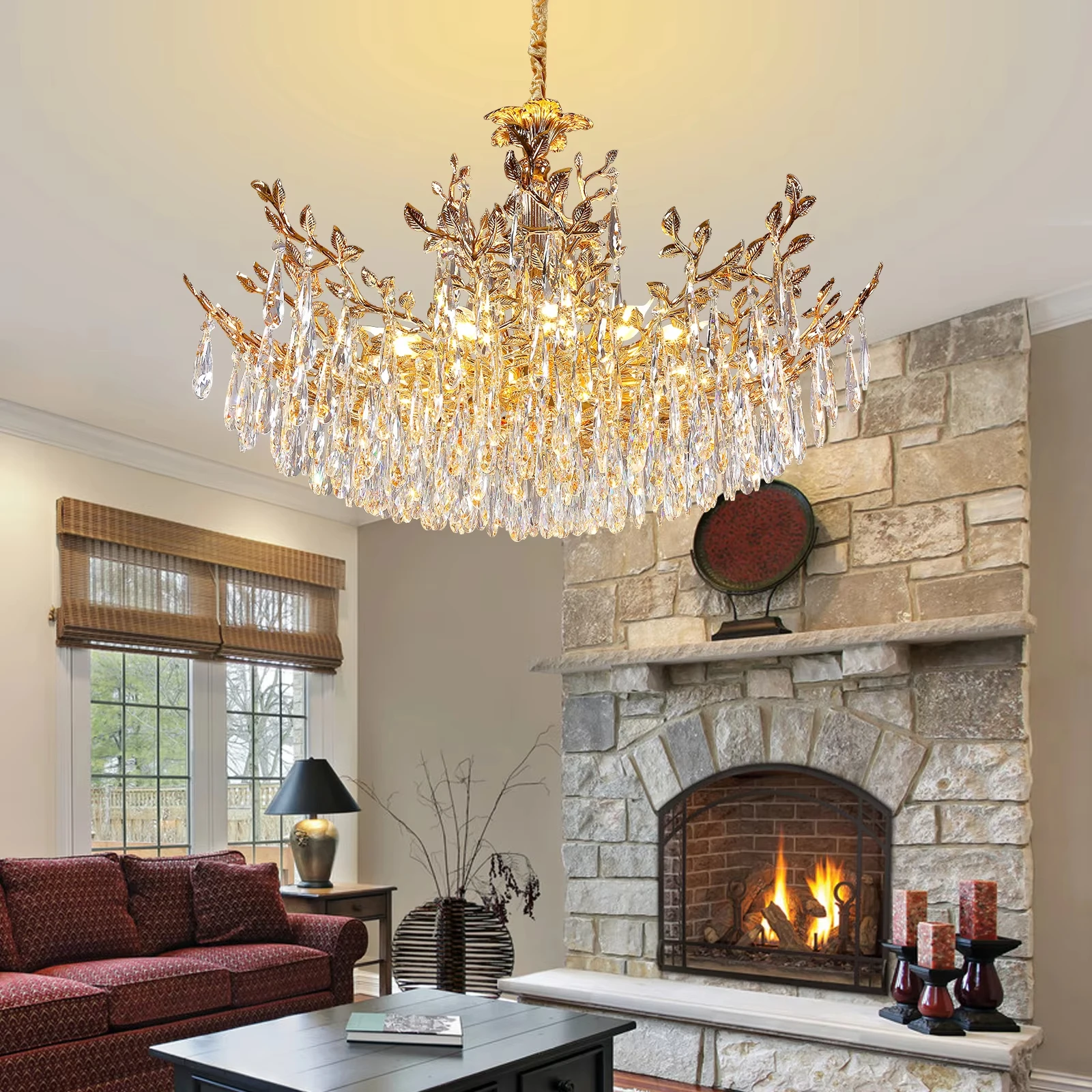 

2025 Modern Crystal LED Ceiling Chandelier For Living Room Luxury Dining Room Bedroom Pendant Lamp Gold Round Indoor Light Fixtu