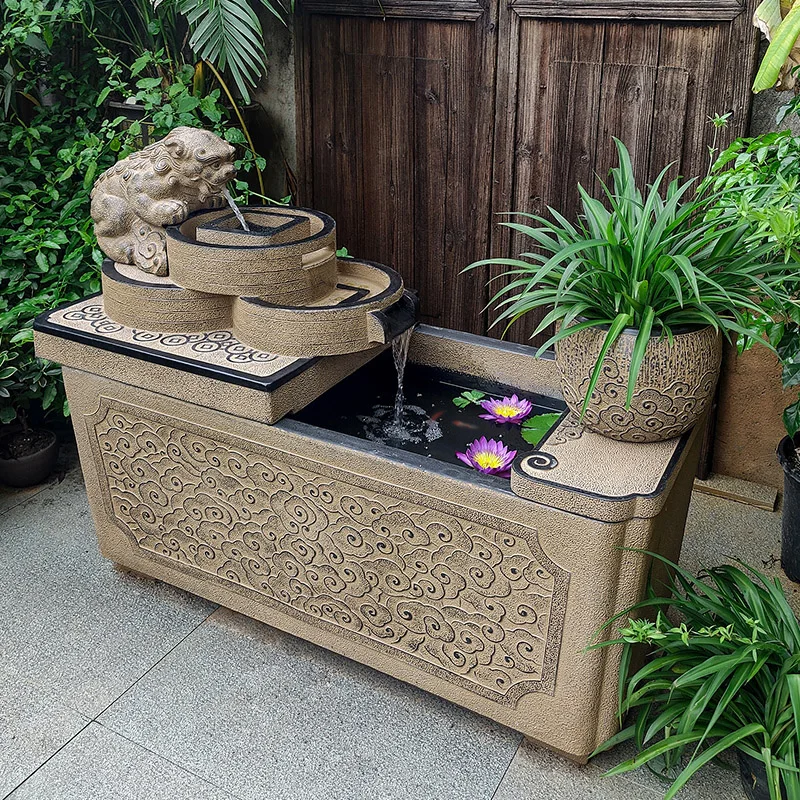 

Flowing Fish Pool Outdoor Terrace New Chinese Circulating Water Ornament Large Fish Tank Landscaping Fountain Pool