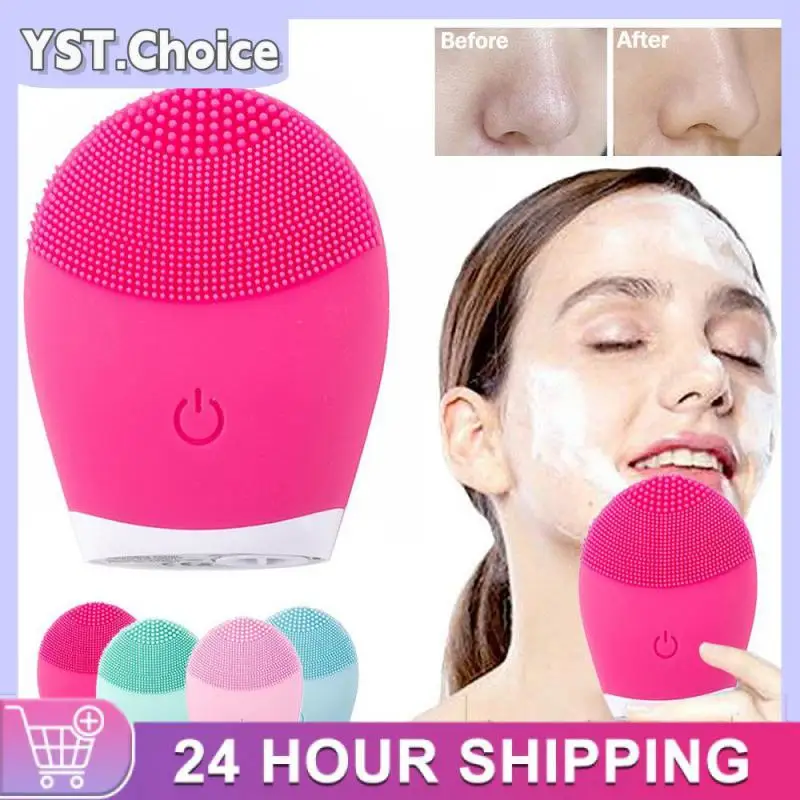 Electric Silicone Facial Brush Cleansing Skin Massager Face Brush Vibration Sonic Cleanser Deep Pore facial brush machine