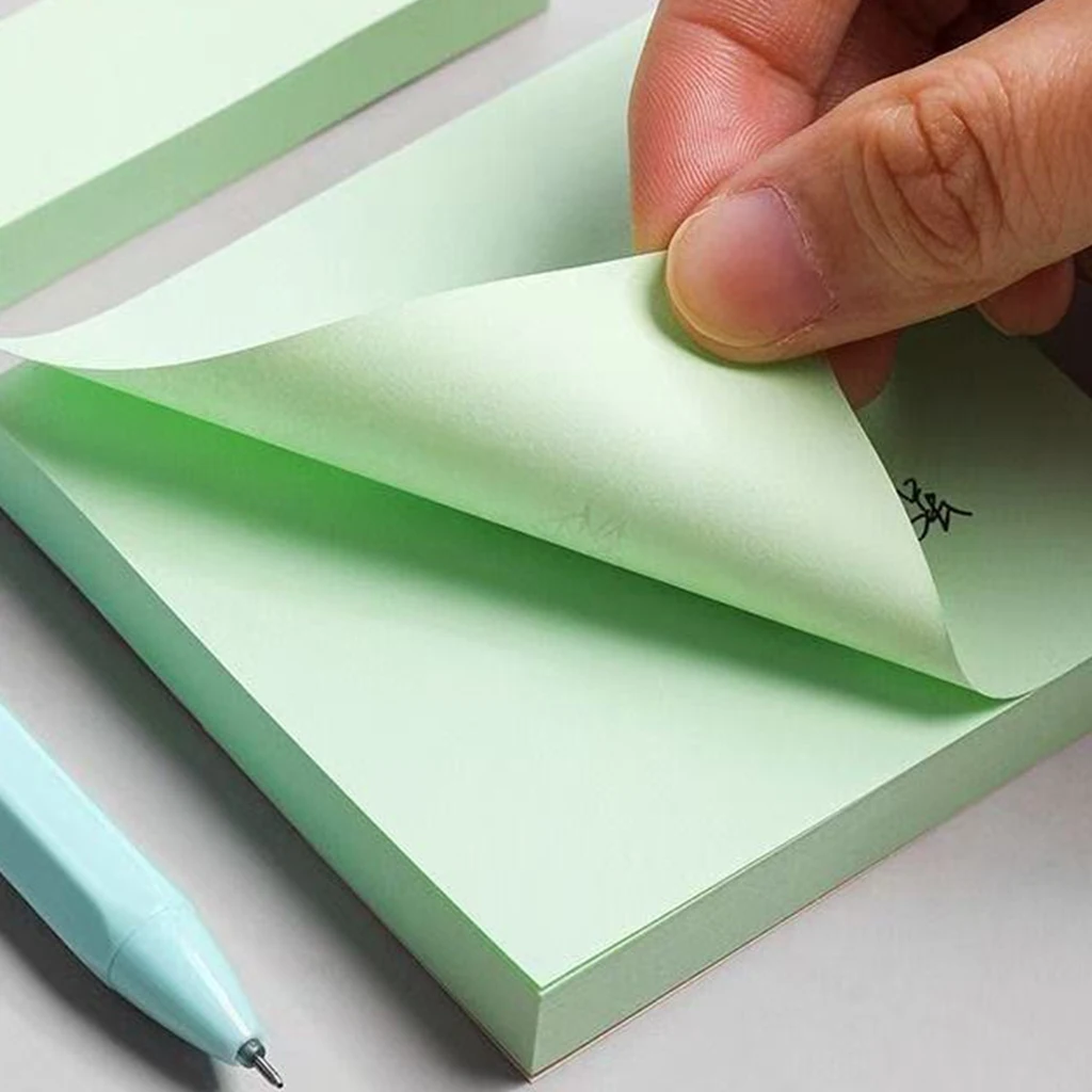 A 100-sheet green sticky note pad with small strips for student use, memo stickers, label stickers, removable small notebooks, b view 3