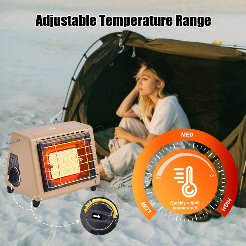 BRS-H23 Portable Tent Heater 1500W Outdoor Space Butane Heater with Control Valve Infrared Ray Patio Heater for Camping Winter images - 6