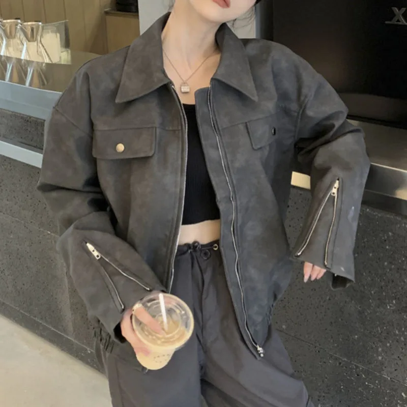 

American Fashion New Short Jacket 2023 New Women's Loose Hip Hop Coat Female Korean Street Outwear