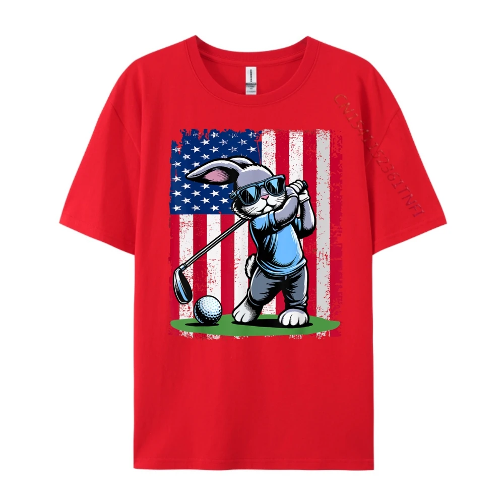 

Rabbit Plays Golf Cotton Graphic Tees Men's Clothing Tops T Shirt Father's Day Mens Designer Clothes T-Shirts Outdoor