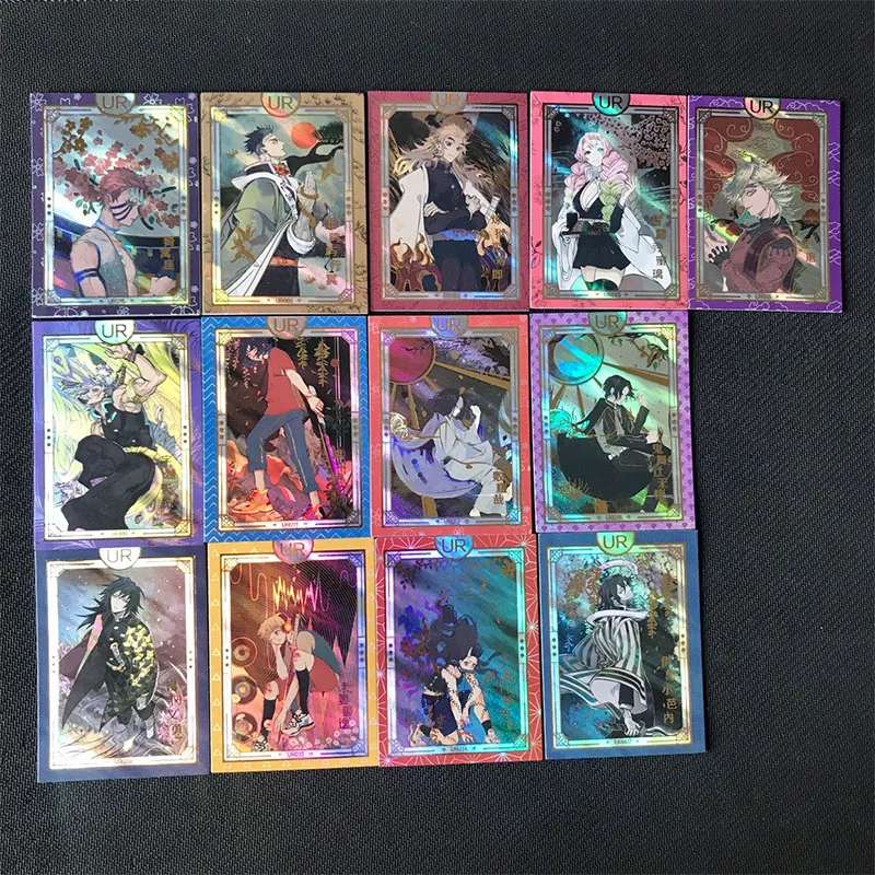 Demon Slayer hr Cards Tanjirou Tsuyuri Kanao Nezuko Zenitsu Inosuke Anime Figure Bronzing Game Collection Card Toy Birthday Gift