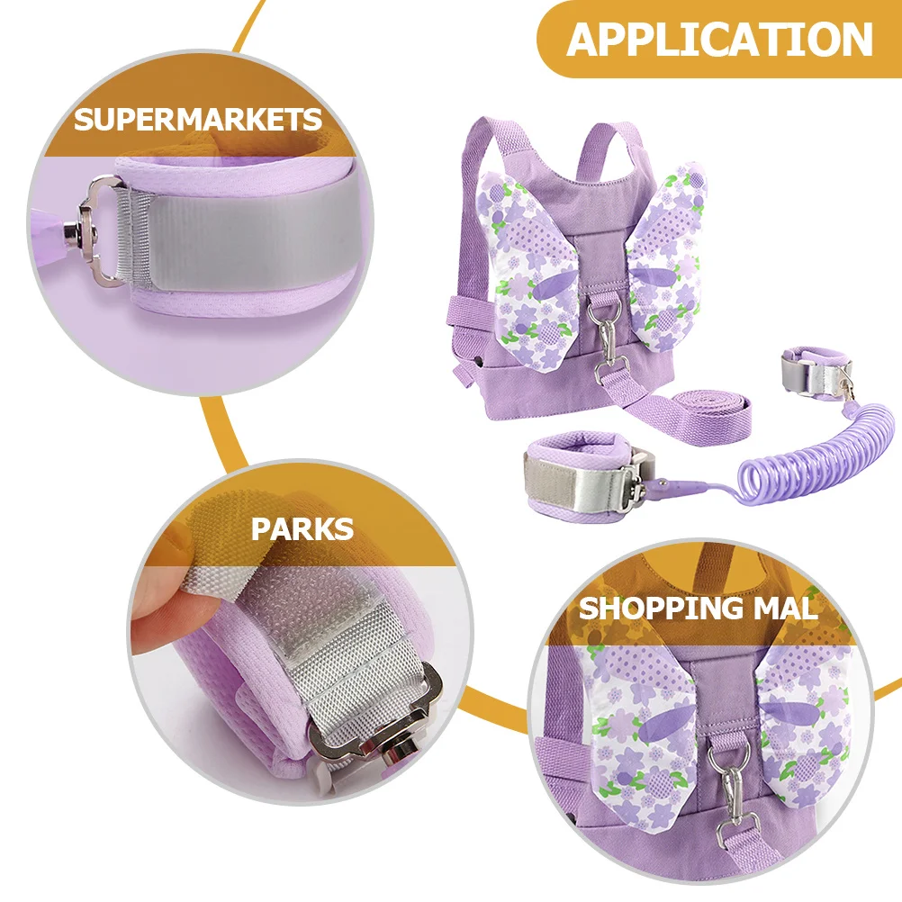 1 ensemble de boutons de poignet Anti-perte pour enfants, conception de papillons, harnais de sécurité réglable, sangle de marche pour bébé en plein air