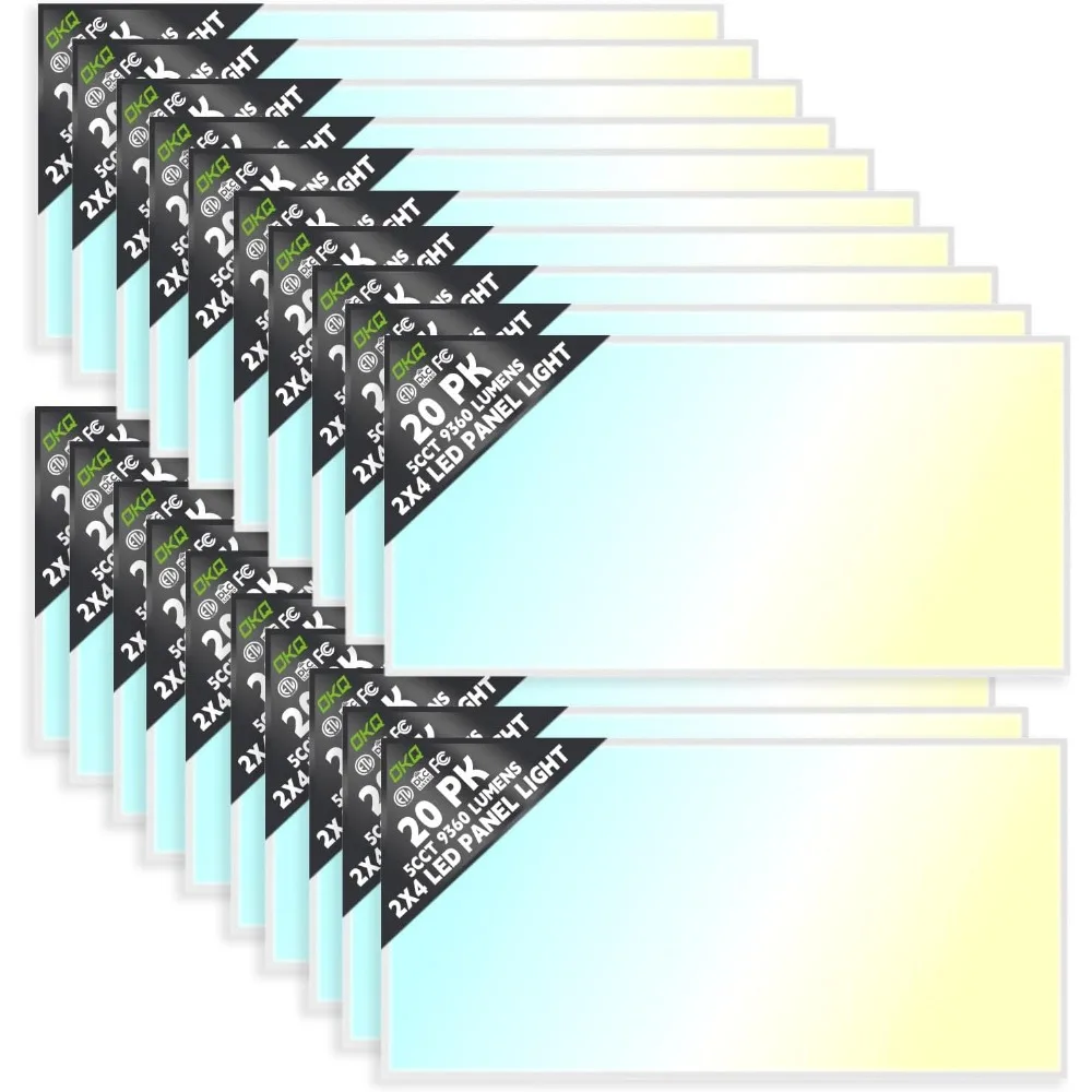 

20Pack 2x4 LED Flat Panel Light Drop Ceiling Office Fixture, 30/40/50W Selectable, 5000K 3CCT Switchable, 0-10V Dimmable,24x48