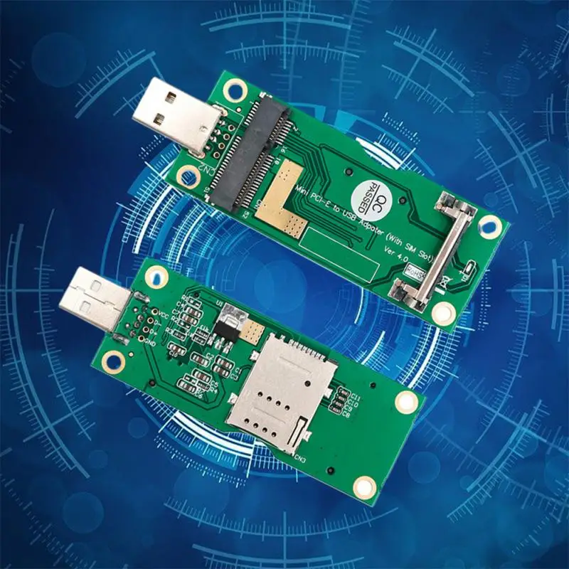 Adaptor PCI-E Mini ke USB dengan Slot kartu SIM 8Pin untuk modul WWAN/LTE