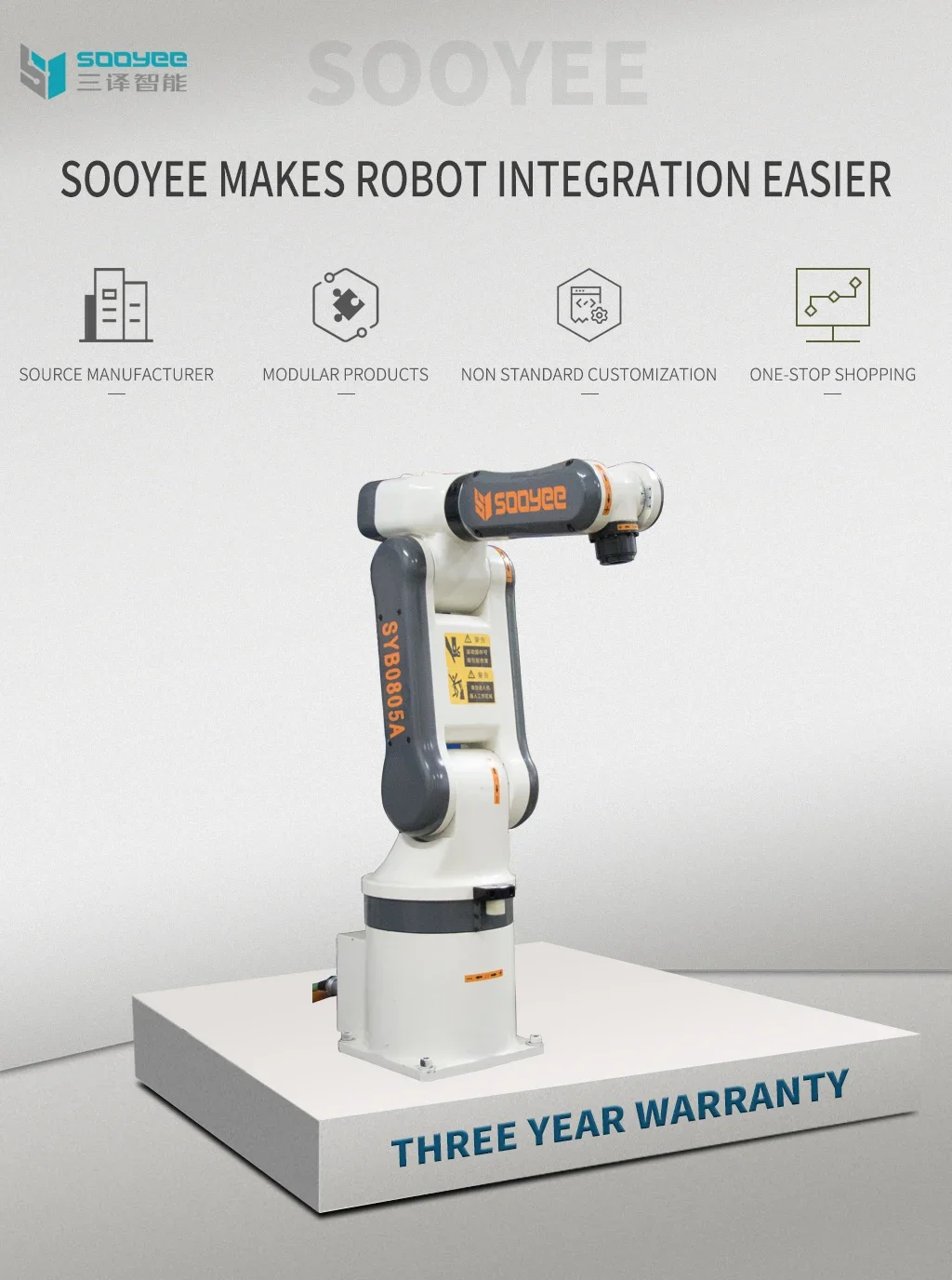 Sooyee 3KG 5KG 8KG 10KG 15KG 6 Axis Aluminum Collaborative Robot Cobot Arm For Pick And Place Welding