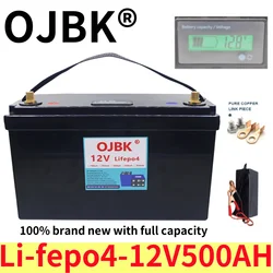 100%capacity12V LiFEPO4 500AH lithium iron phosphate battery with integrated BMS for golf cart solar cycle+power display+charger