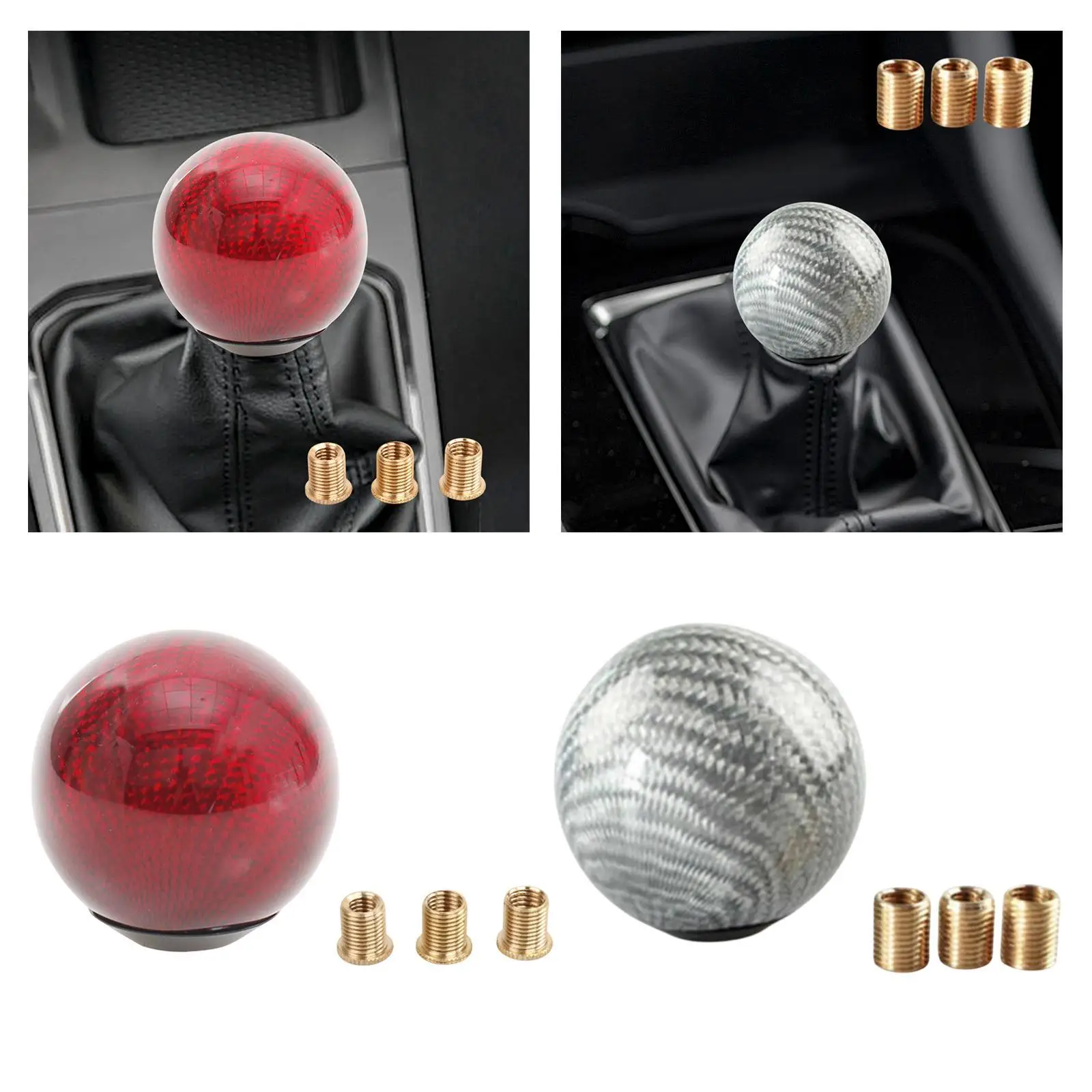 Universal Round Ball Gear Shifter Knob Carbon Fiber Auto Interior Decoration for Car SUV Bus Truck