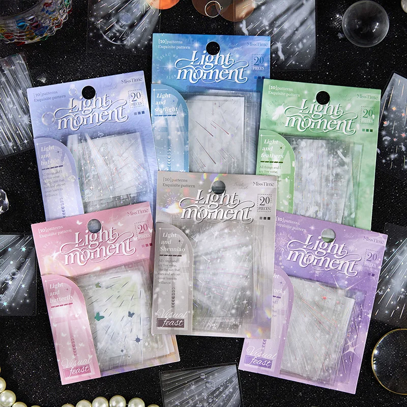 20 Stück/Packung, sofort beleuchtete PET-Aufkleber, Scrapbooking-Materialien, DIY, Junk-Journal, Collage, Collage, Sprache, Dekoraufkleber
