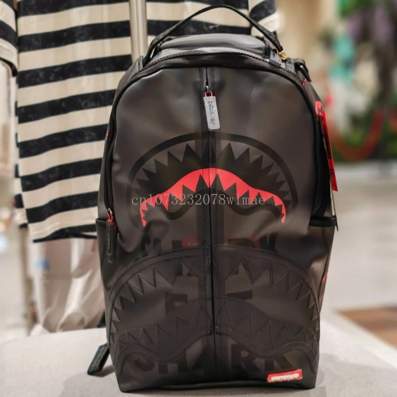 

Fashion Shark Letter Transparent Backpack Men Sport Waterproof PVC Clear Plastic Schoolbag Casual Street Large Capacity Rucksack