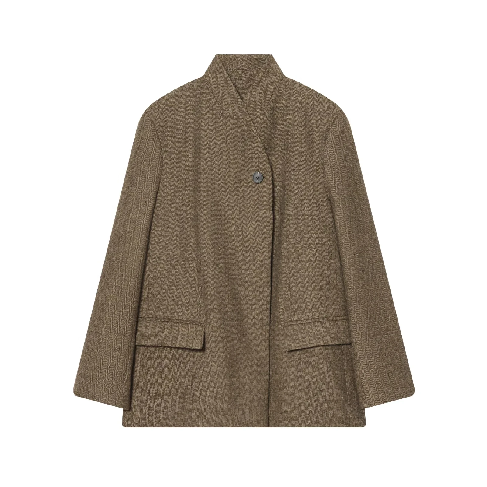 

SuperAen O-neck Korean-style Single-breasted Short Leather Jackets for Women 2025 Autumn New High Street Fashion Casual Coats