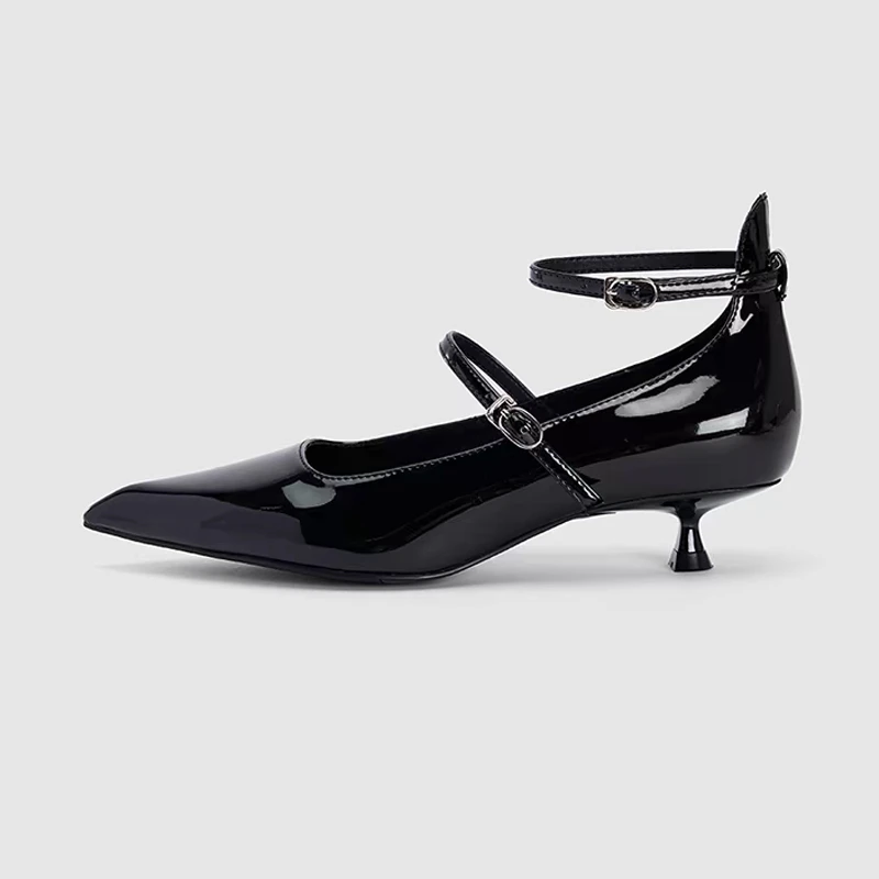 

2025 Spring New Women's Shoes Black Fashionable Elegant Heel Shoes Pointed Toe Pumps Leisure Banquet Daily Commute Zapatos Mujer