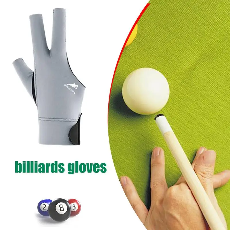 3 Fingers Billiard Gloves Breathable Polyester Pool Gloves Smooth Soft Lightweight Amateur Training For Left Or Right Hand