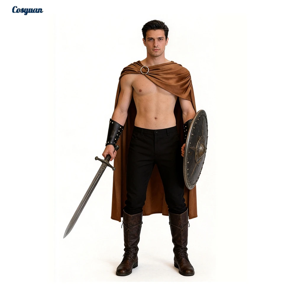 Halloween Cosplay Römischer Ritter Spartaner Umhang Kleidung Herren Party Verkleidung Rollenspiel Männliches Halloween-Kostüm Karnevals-Outfits Anzüge