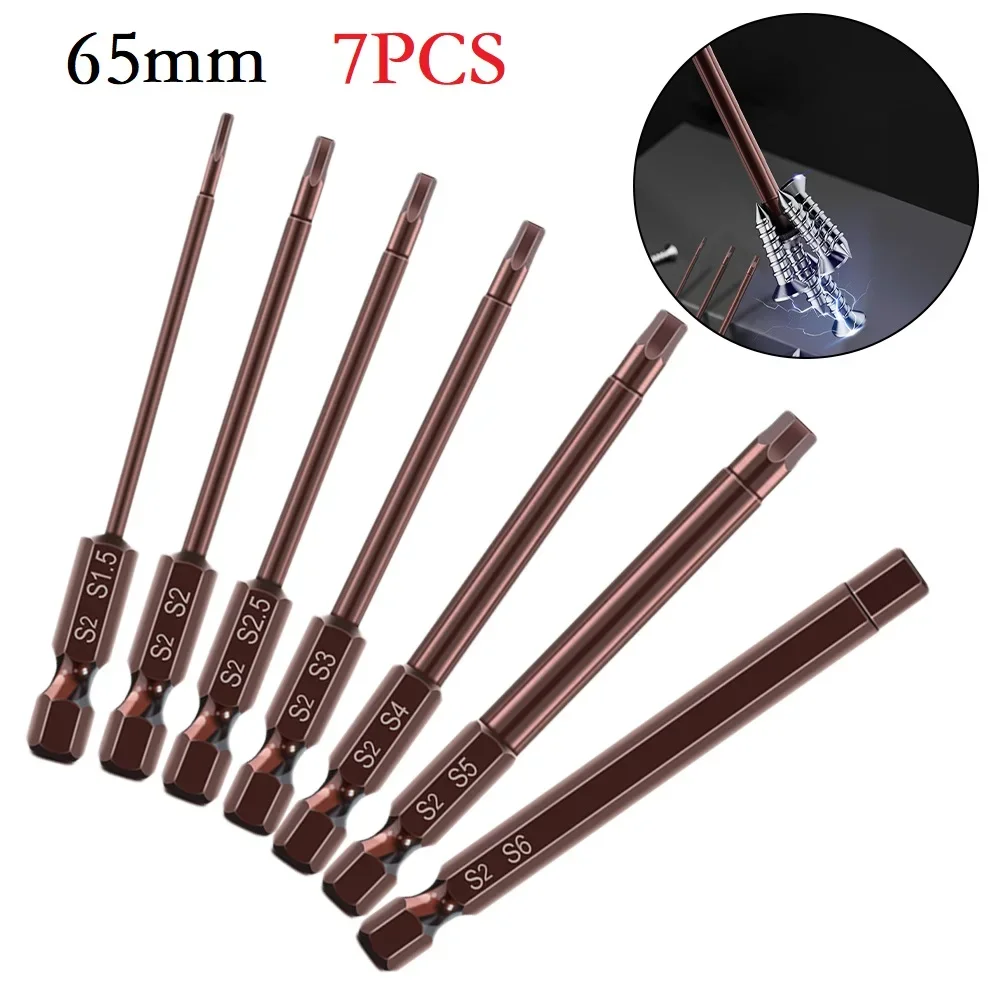 

65mm Electric Screwdriver Bits Alloy Steel H1.5/H2.5/H6 Magnetic Hex Head Screw Driver Bits Screw Driver Tools Parts Accessories