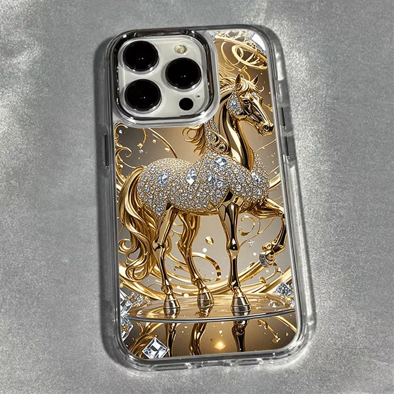Fashionable Gold-Plated High-End Space Electroplated Photo Frame Phone Case, Suitable for iPhone 17/16/15/14/13/12/11/7/8/Se/Plus/Pro Max/X/Xs/Xsmax/Xr/13/12Mini Series, Combining Fashion and Creativity, an Elegant Phone Cover.