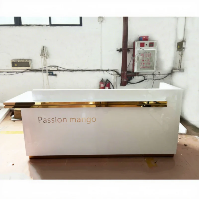 

Customize.Custom White Gold Luxury Nail Polish Reception Desk Modern Small Clinic Reception Counter Beauty Hair Salon Li