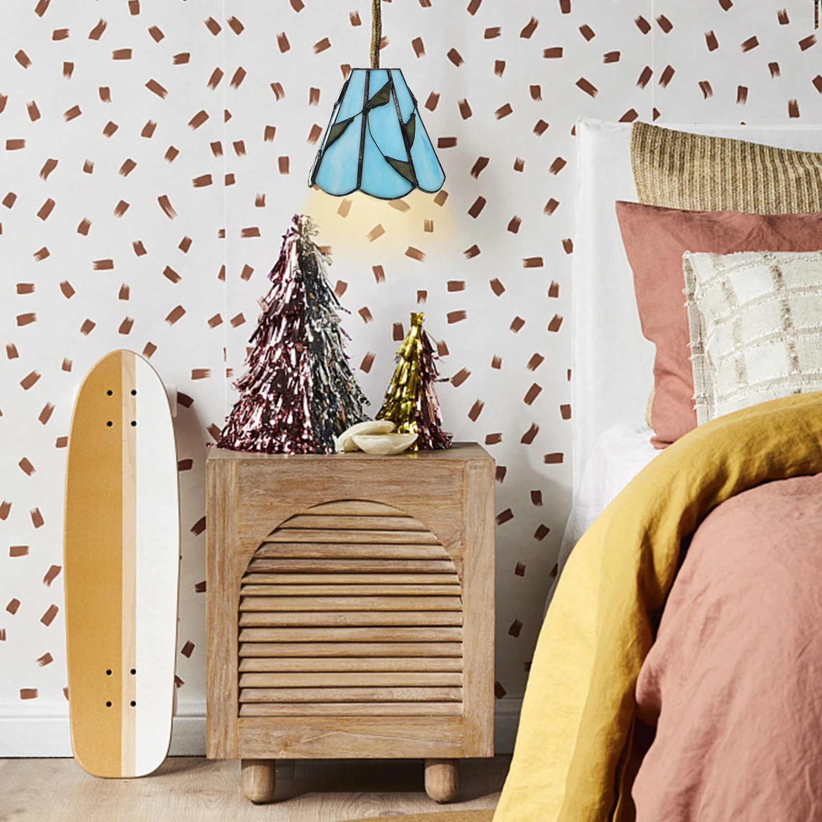 E27 Подвесной светильник Абажур Замена стекла Витраж Изысканный дизайн Классический декор Спальня Гостиная Бар