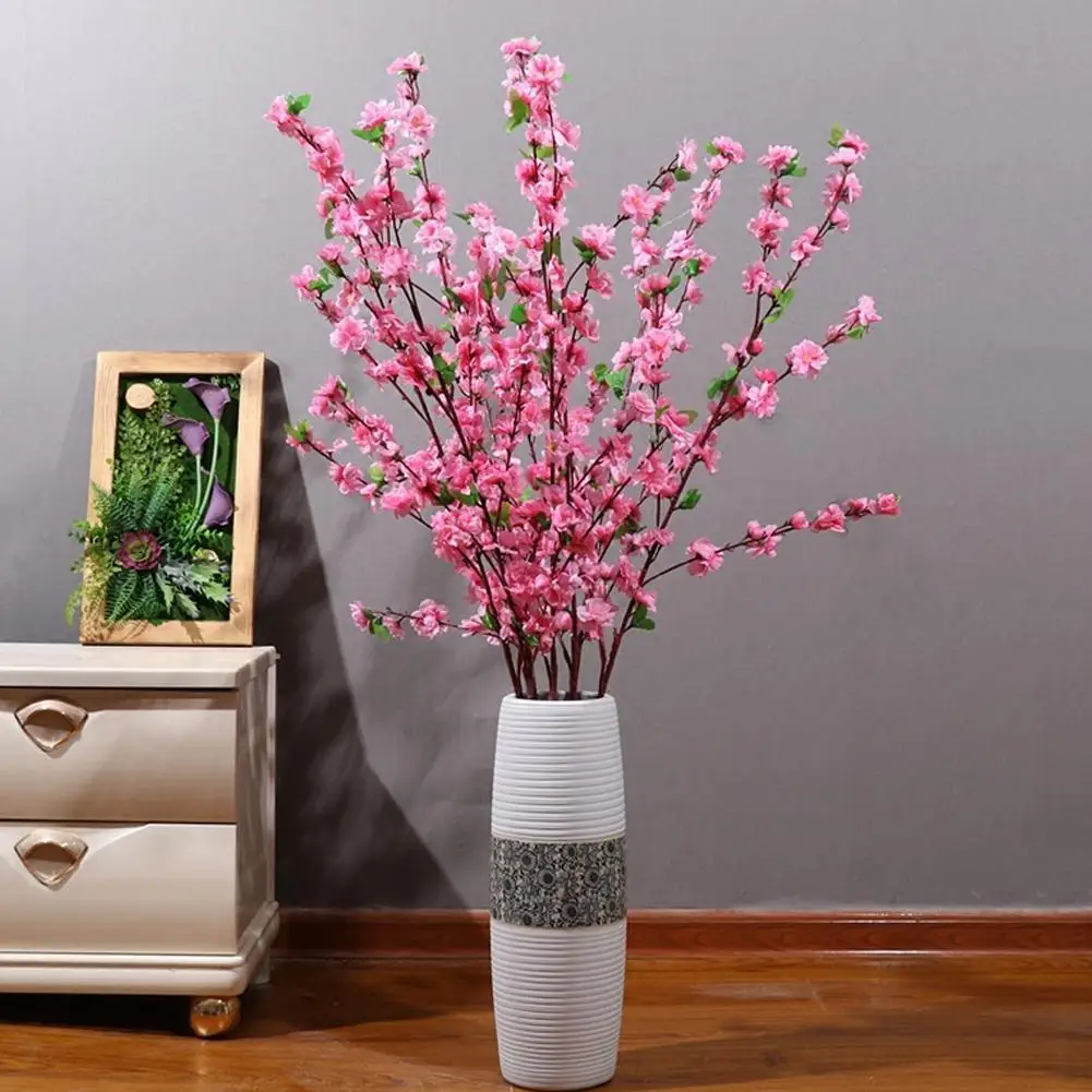 65cm Artificial Cherry Blossom Flower Silk Peach Flowers Fake Plants Arrangement for DIY Garden Home Wedding Party Decor Pi T9C5