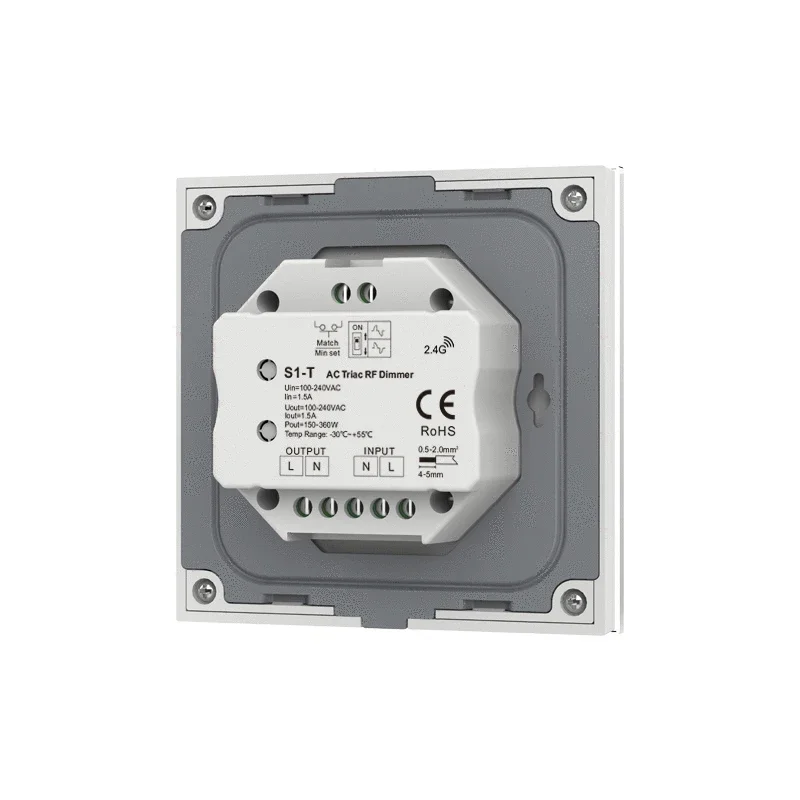 Skydance S1-T Wall Mounted Touch Panel AC Triac Dimmer 220V 110V Wireless RF Dimmable