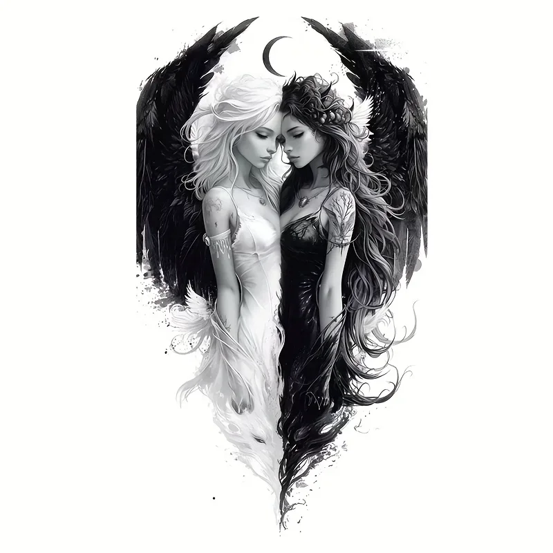 قطعة واحدة من ملصق Angelic المتباين الغامض - تصميم فني من الفينيل المقاوم للماء - دفاتر الملاحظات وأجهزة الكمبيوتر المحمولة ديكور فني غامض