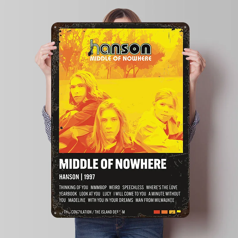 Hanson Middle of Nowhere Album Cover Metal Poster Customized Wall Art Retro Vintage Tinplate Signs for Mancave Decoration Gaming