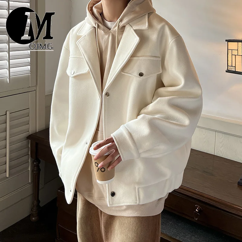 [OIMG] Men's Casual Loose And Fashionable Woolen Windbreaker Coat