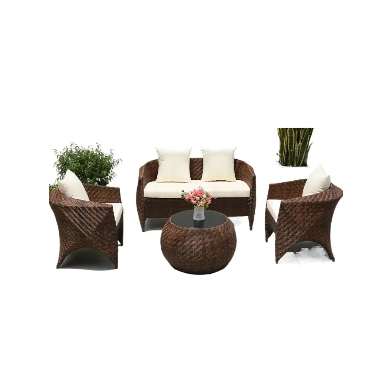 

Outdoor table and chair set, open-air balcony tea table and chair combination, home villa courtyard garden leisure sofa rattan