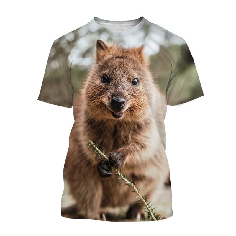 Australia Quokka T-Shirts For Men Casual Animal Graphics 3D Print Women Classic Tee Round Neck Short Sleeve Tops Kids Clothing