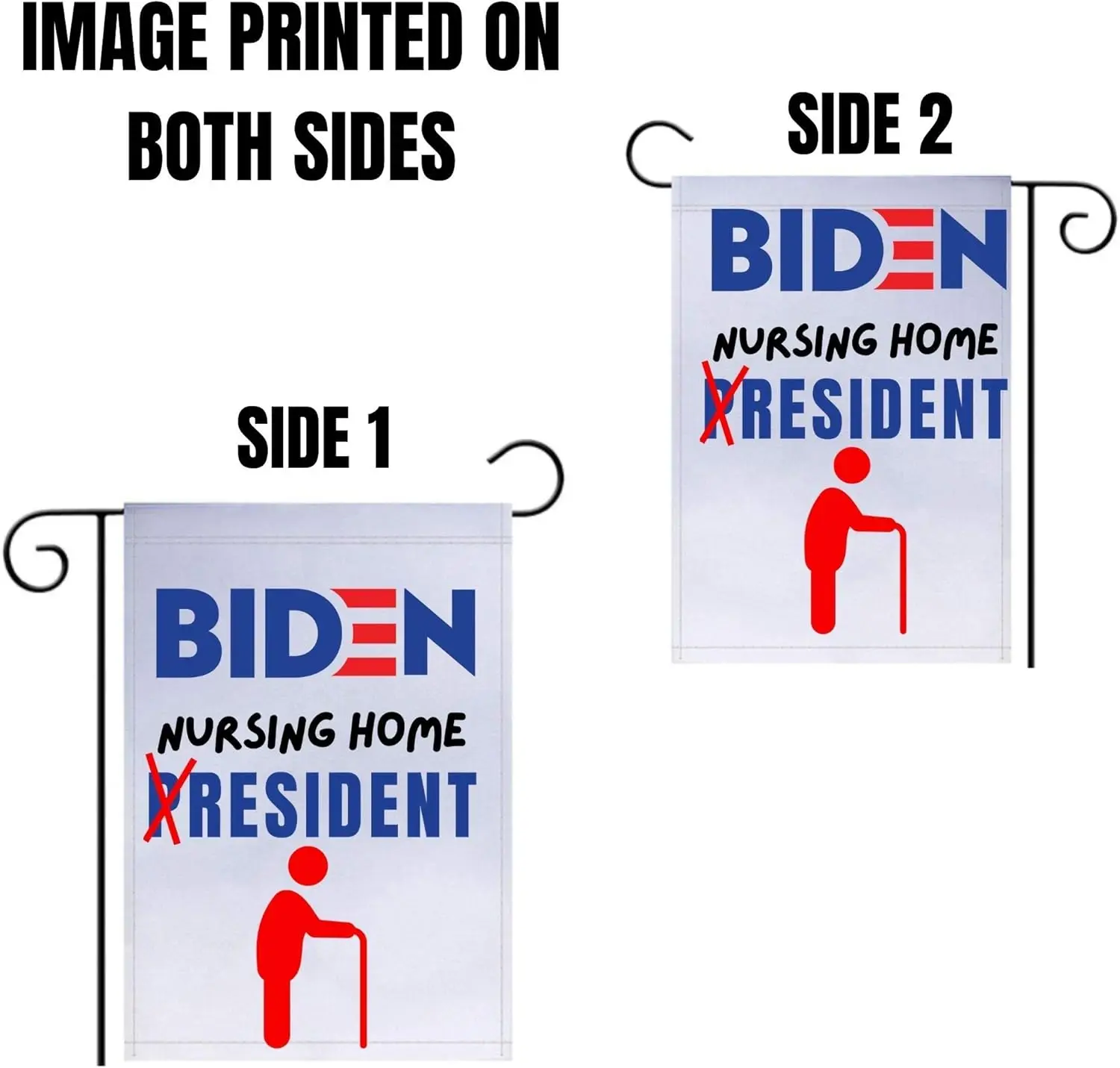 Pesky Patriot Joe Biden Nursing Home Resident Garden Flag | Funny Anti Biden 12x18 Double-Sided Flag Banner for Lawn and Garden