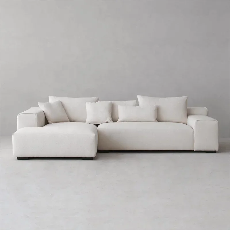 Ecksofa mit umkehrbarer Chaiselongue, mit Stoff gepolsterte Boucle-Sofagarnituren in L-Form