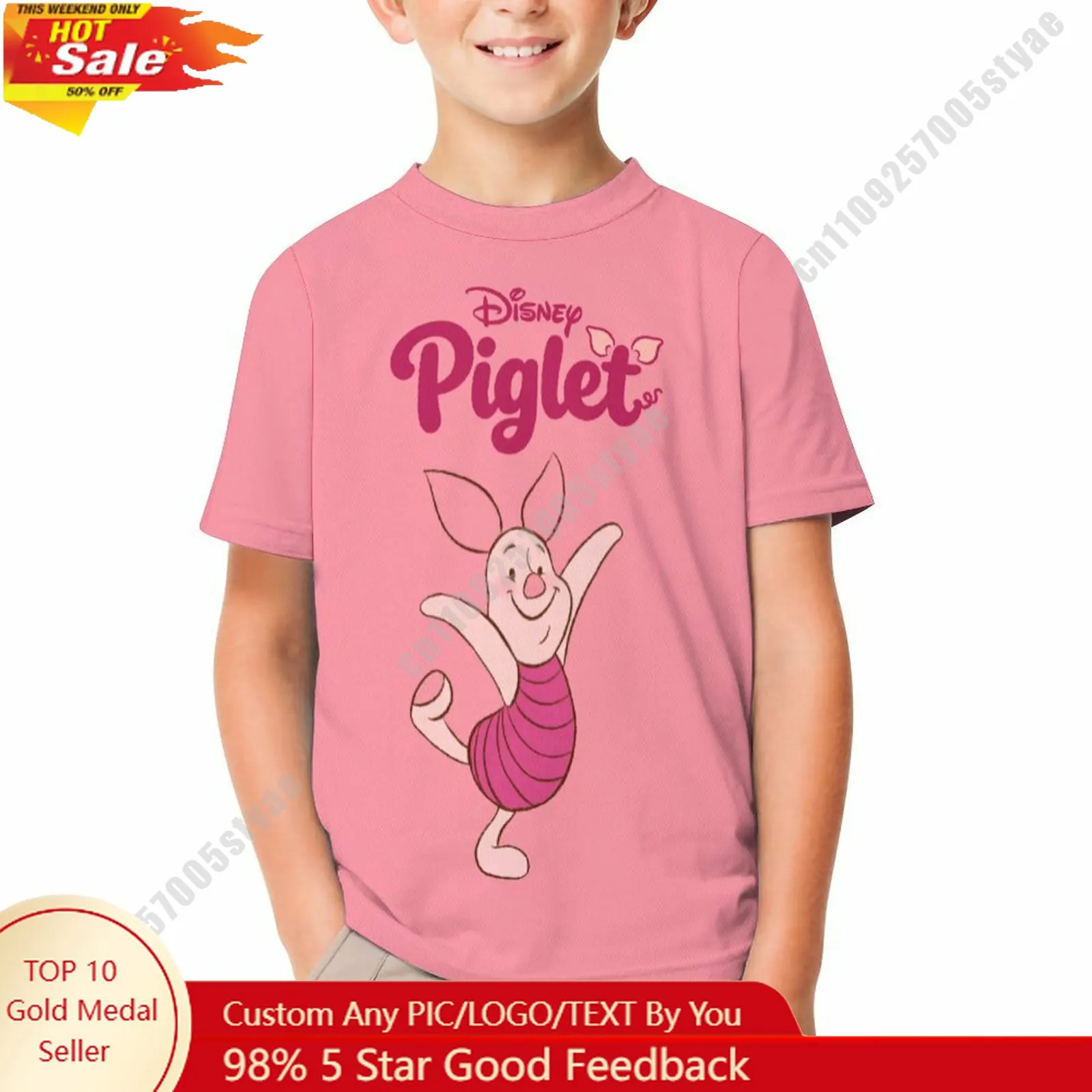 

Piglet T Shirt Disney Boy Girl Custom Short Sleeve Top Breathable Soft Casual Cotton Print Summer Crew Neck Children Tee