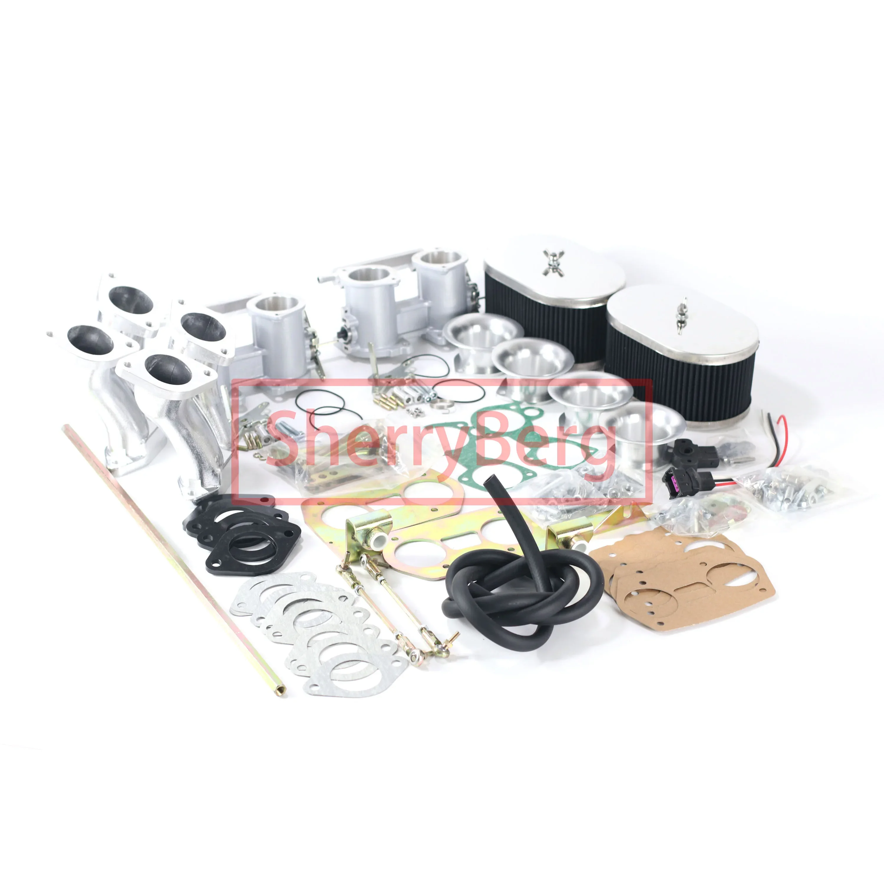 SherryBerg Dual Throttle body Kit 36/40/42/45/48/50/55MM Manifold Linkage Air Filters IDF For VW Weber Empi Hpmx  T1 T2 Type one