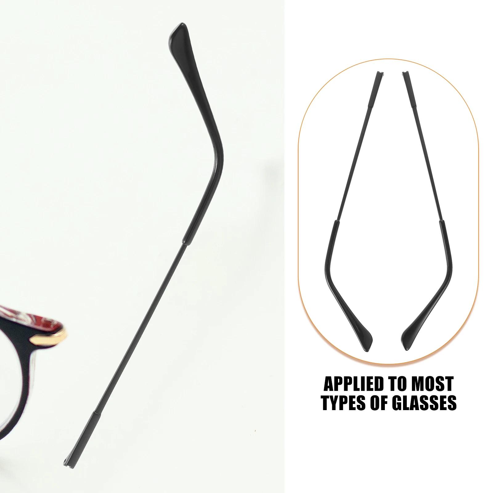 

Metal Glasses Replacement Legs 1mm Double Tooth Arms for Eyeglasses Sunglasses Myopia Repair Universal Black Lightweight
