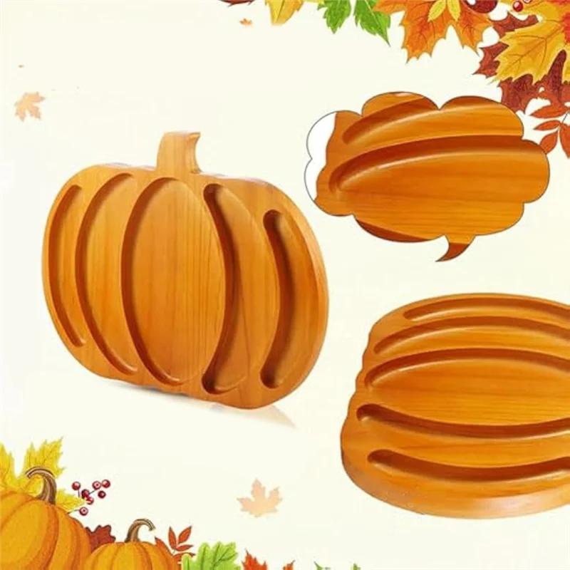 GYTB - Deska do serwowania, deska do krojenia z drewna w kształcie dyni na Halloween z uchwytem, drewniane deski do serwowania wędlin do dekoracji kuchni