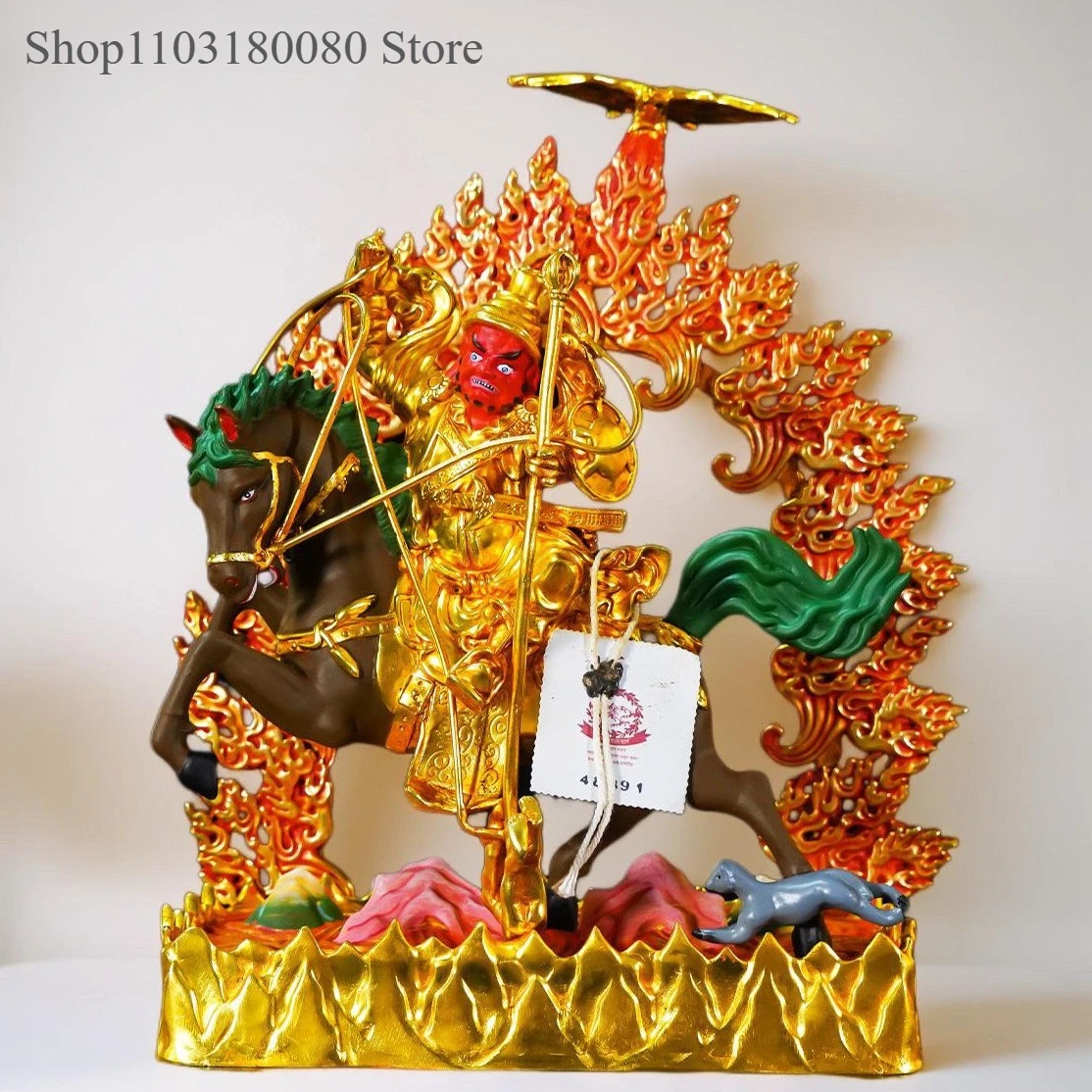 

26 см медная живопись позолота Статуя Зимы Дхармаала Тибет Фиолетовый Мар Защитная скульптура