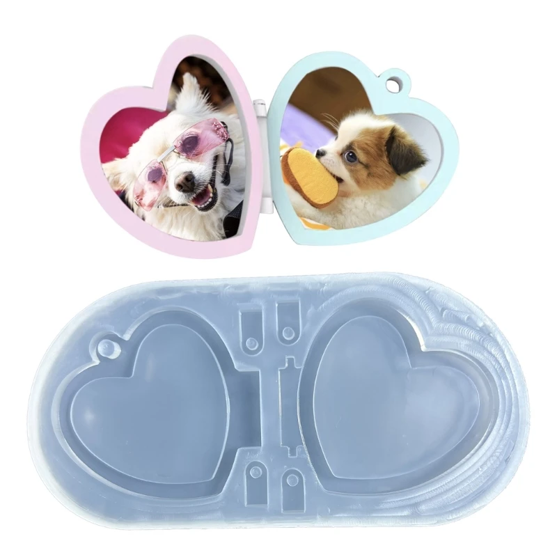 Keychain Silicone Mold Pendant Resin Mold Heart/Oval-Epoxy Resin Casting Molds for DIY Crafts Picture Frame