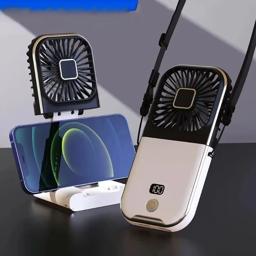 

Battery Handheld Outdoor Small Fan Portable Small Halterneck Adjustable Speeds Foldable USB Charging Cooling Artifact